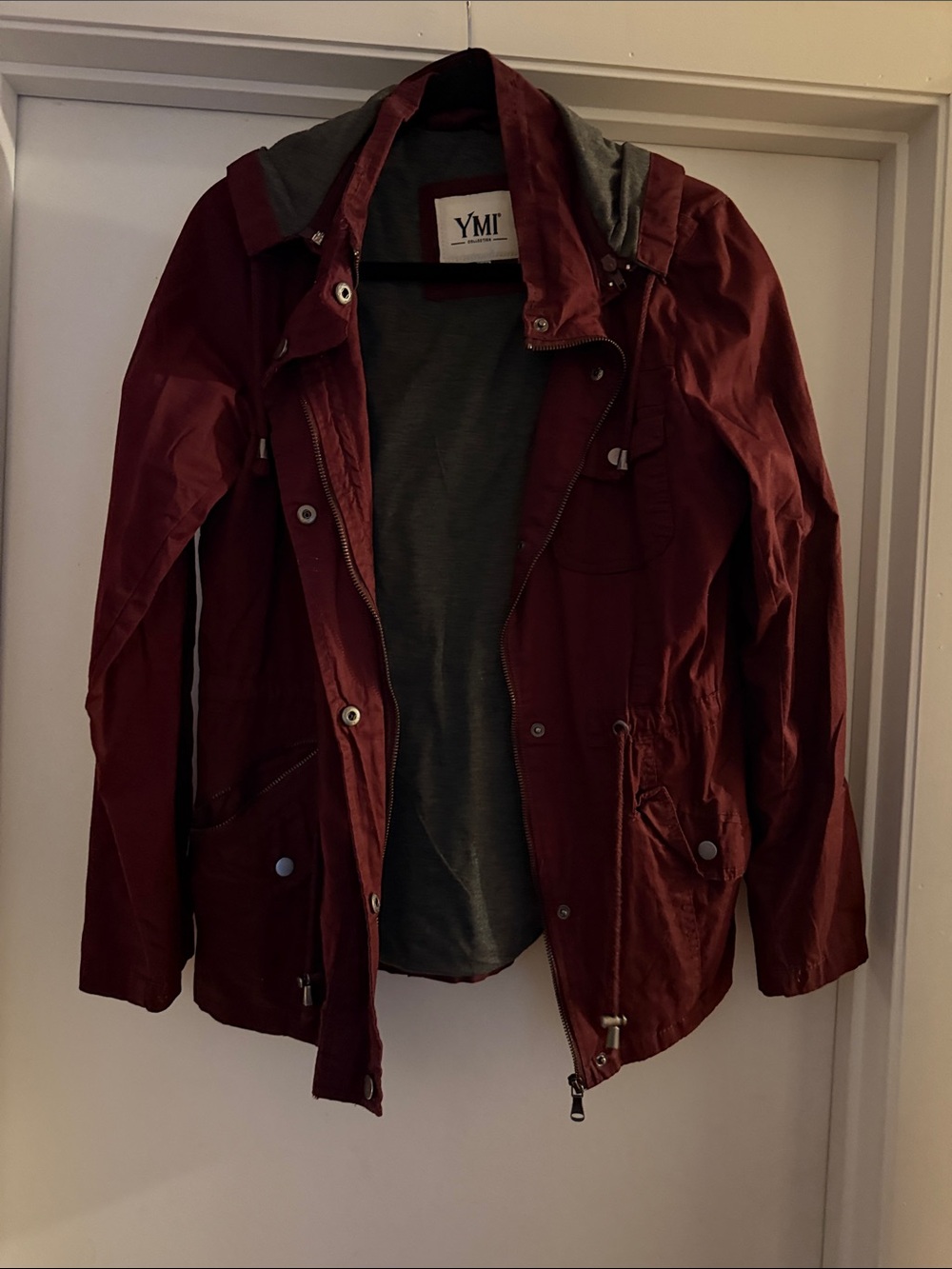 YMI Men's Maroon Hooded Field Jacket